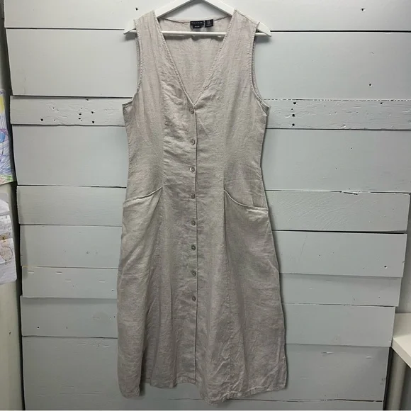 Tahari | Dresses | Tahari Womens Linen Midi Dress Button Front Vneck Sleeveless In Beige Size 8 | Poshmark Tahari | Dresses | Tahari Womens Linen Midi Dress Button Front Vneck Sleeveless In Beige Size 8 | Poshmark